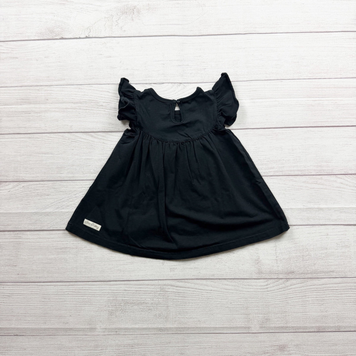 Sew Sassy Baby Girls Black Ruffle Sleeve Dress Lightweight 9-12 Months