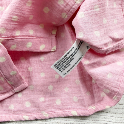 Cat & Jack Girls Ruffle Sleeve Pink Polka Dot Button Front Top NWT L 10-12
