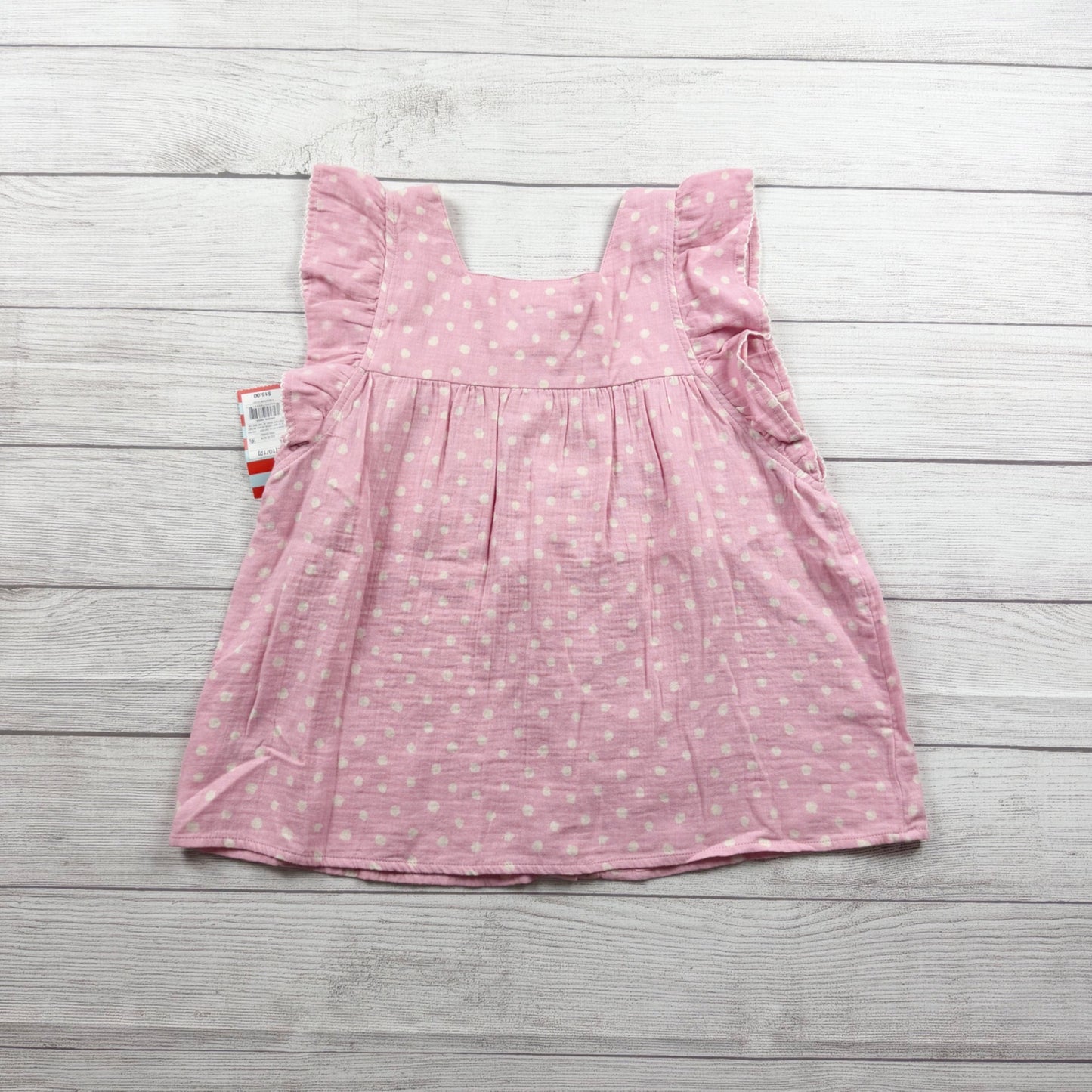 Cat & Jack Girls Ruffle Sleeve Pink Polka Dot Button Front Top NWT L 10-12