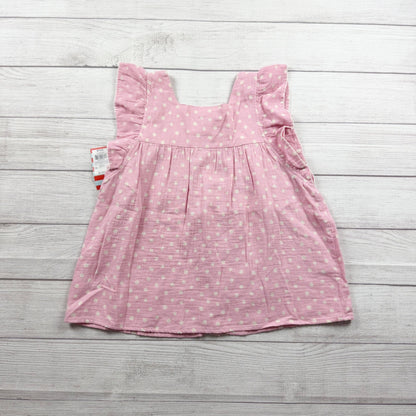 Cat & Jack Girls Ruffle Sleeve Pink Polka Dot Button Front Top NWT L 10-12