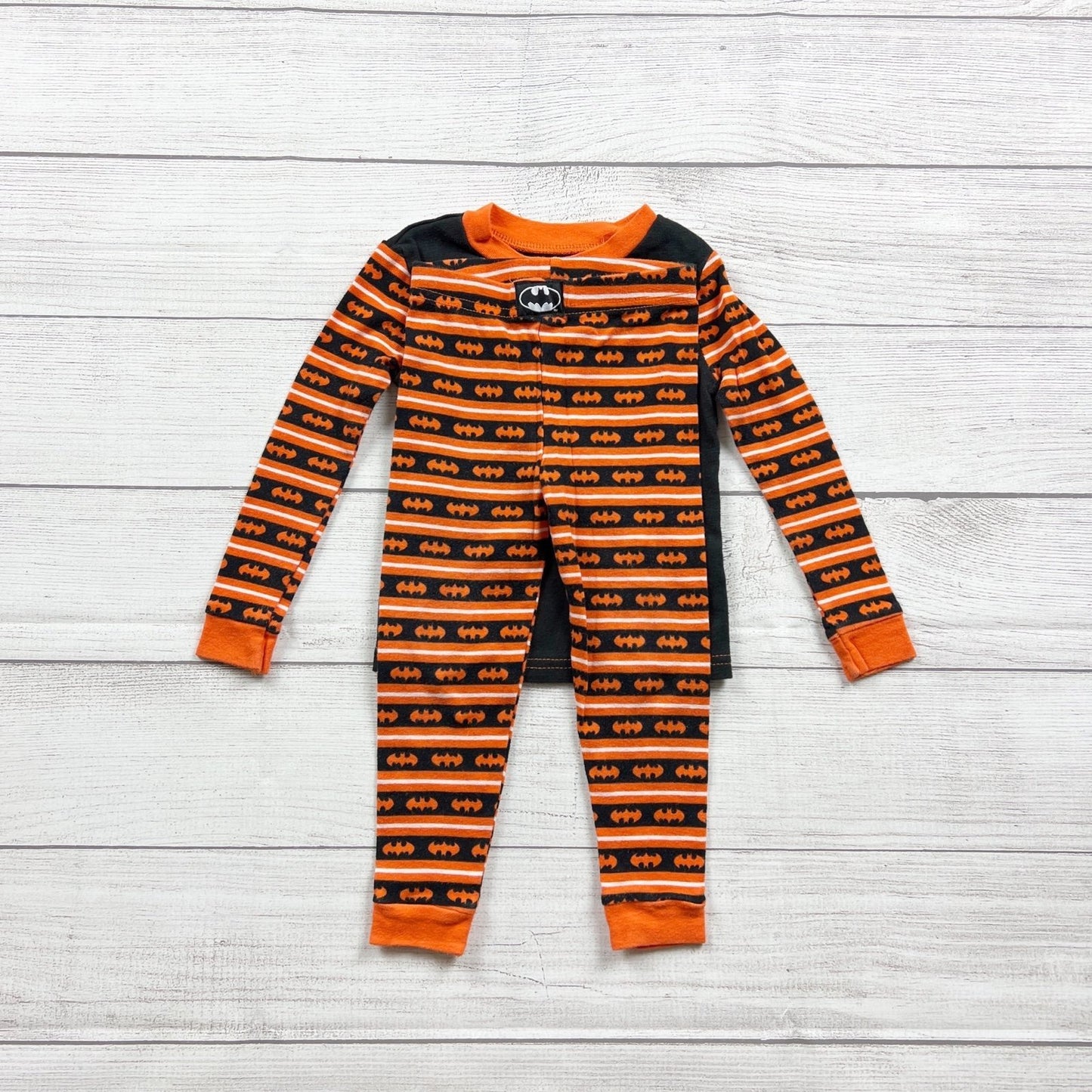 DC Comics Batman Toddler Boys 2-Piece Pajama Set Black Orange Halloween 3T
