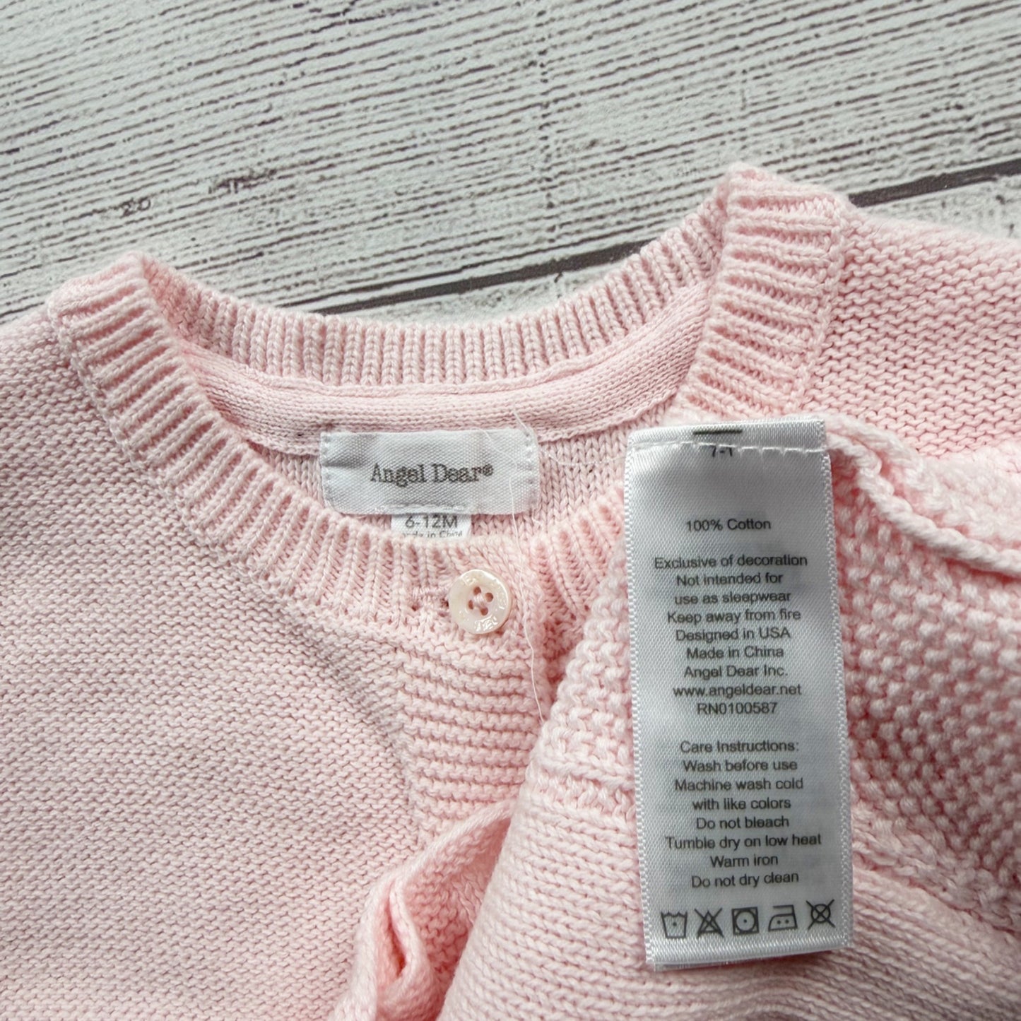 Angel Dear Baby Girl Pink Knit Cardigan Sweater 6-12 Months