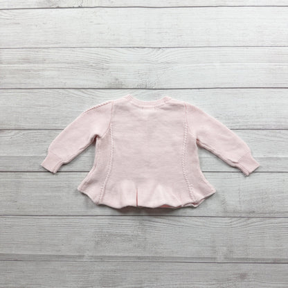 Angel Dear Baby Girl Pink Knit Cardigan Sweater 6-12 Months