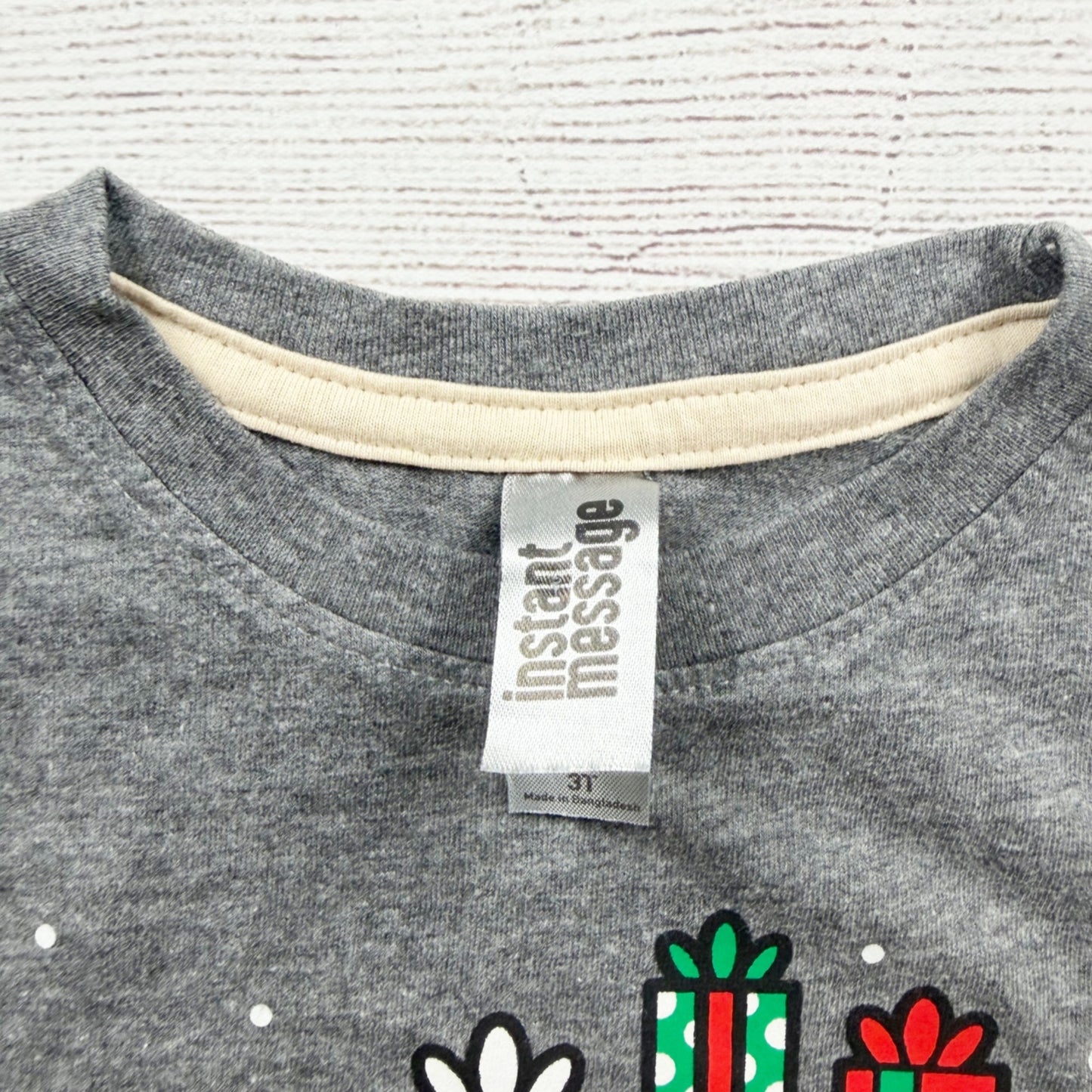 Instant Message Toddler Gray T-Shirt Red Monster Truck Holiday Christmas 3T