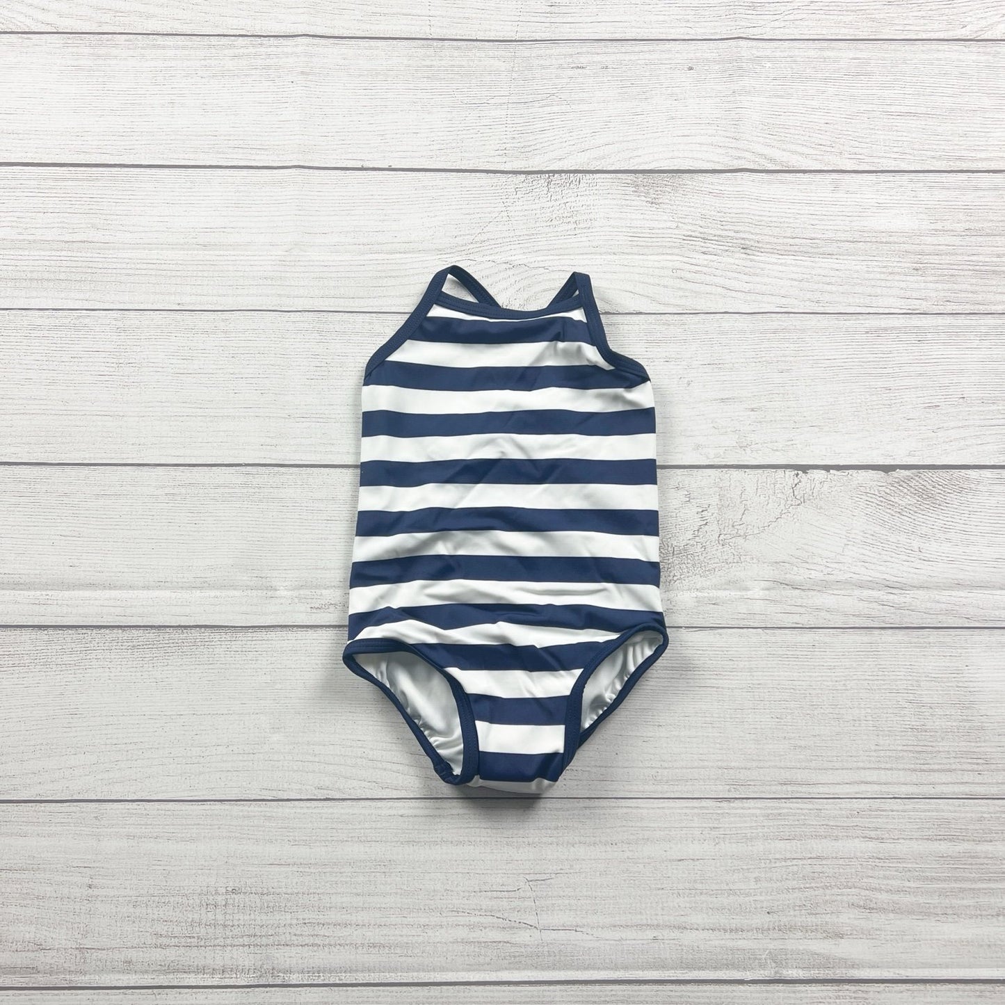 Hanna Andersson Toddler Girl One Piece Swimsuit Blue White Striped NEW 2T