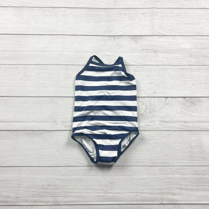 Hanna Andersson Toddler Girl One Piece Swimsuit Blue White Striped NEW 2T