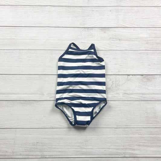 Hanna Andersson Toddler Girl One Piece Swimsuit Blue White Striped NEW 2T