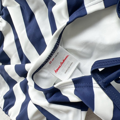 Hanna Andersson Toddler Girl One Piece Swimsuit Blue White Striped NEW 2T