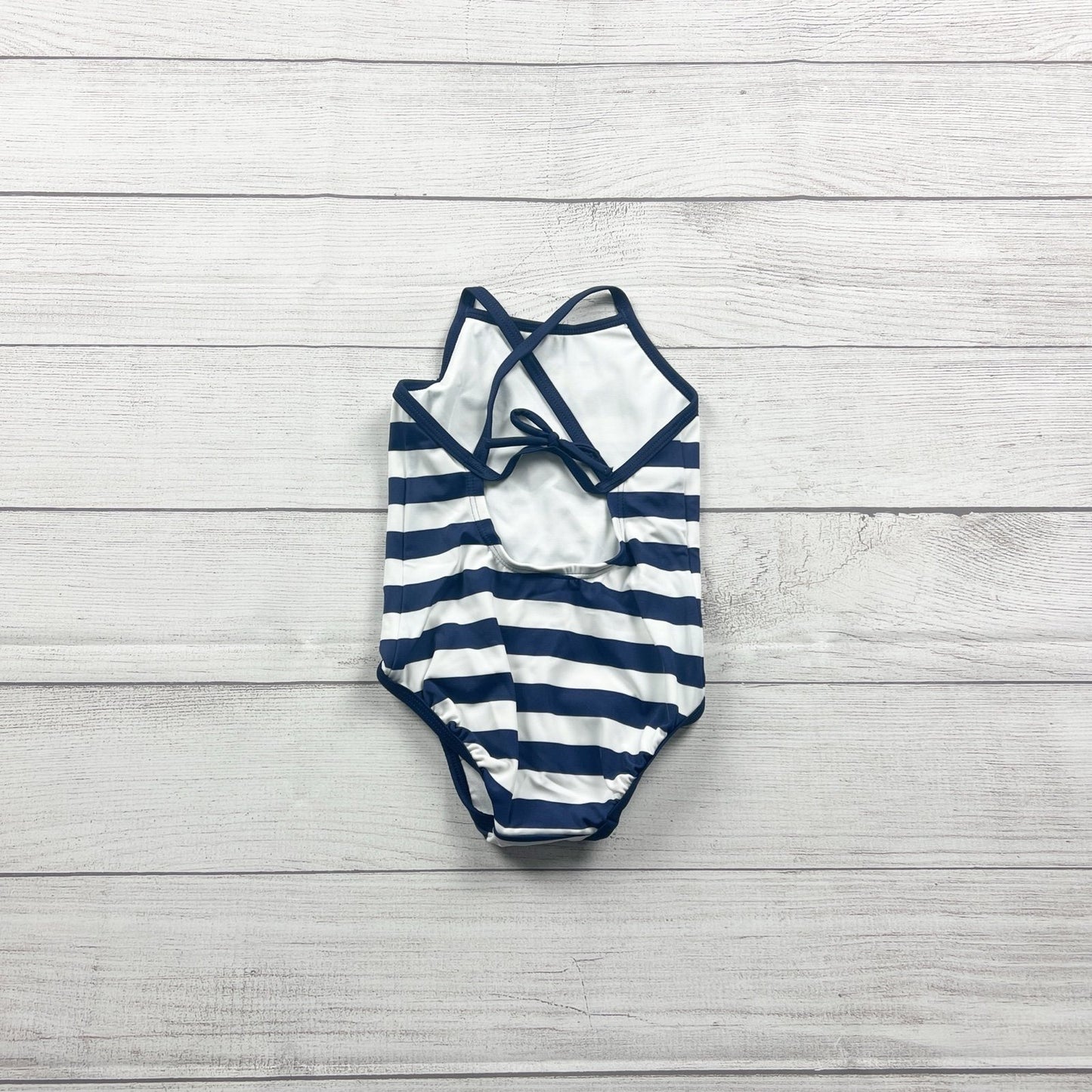 Hanna Andersson Toddler Girl One Piece Swimsuit Blue White Striped NEW 2T