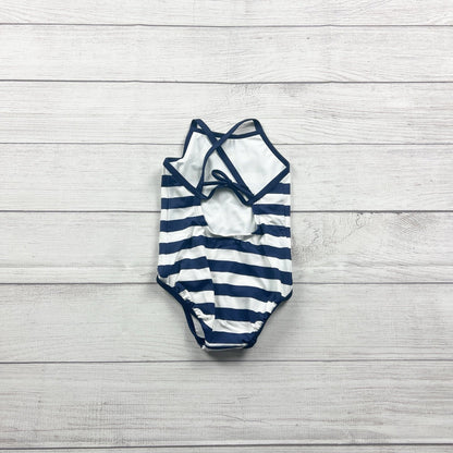 Hanna Andersson Toddler Girl One Piece Swimsuit Blue White Striped NEW 2T
