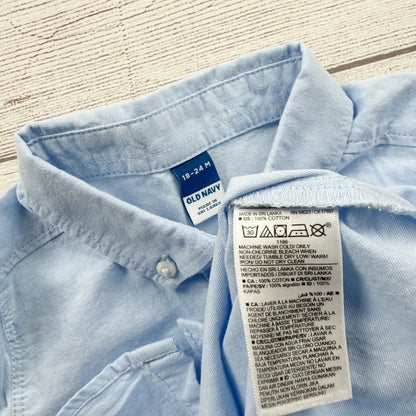 Old Navy Baby Boys Light Blue Long Sleeve Button-Down Shirt Size 18-24 Months