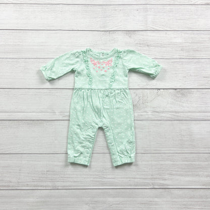 Just One You By Carter's Baby Girl Polka Dot Mint Green Floral Romper Newborn