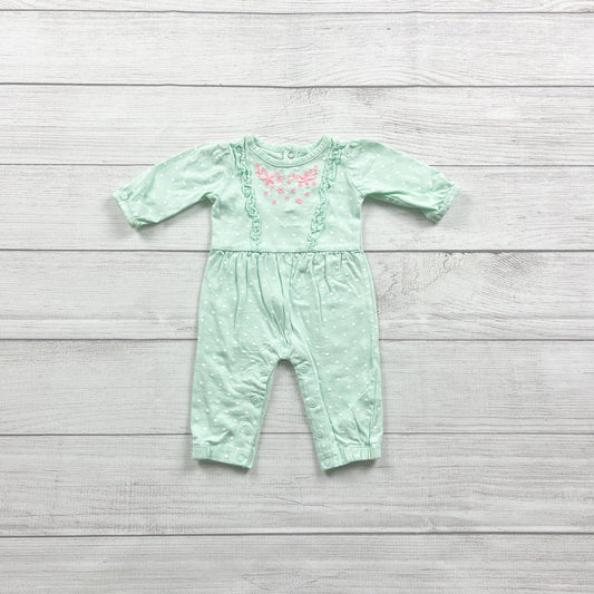 Just One You By Carter's Baby Girl Polka Dot Mint Green Floral Romper Newborn