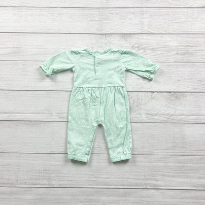 Just One You By Carter's Baby Girl Polka Dot Mint Green Floral Romper Newborn