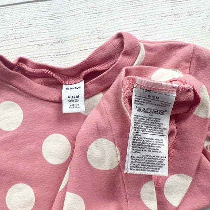 Old Navy Pink Polka Dot Stretch Tunic Front Pockets 6-12 Months