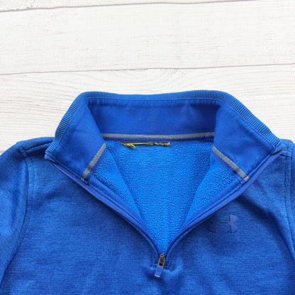 Under Armour Youth Blue Quarter Zip Pullover Long Sleeve Performance Sweater M