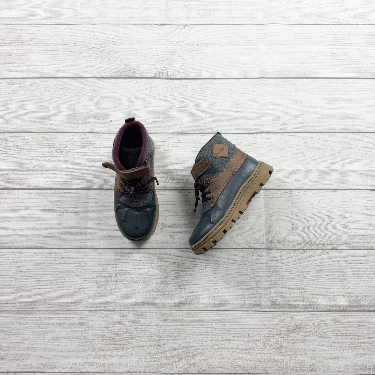 Carter's Kids Blue & Brown Duck Boots All-Weather Lace-Up 13