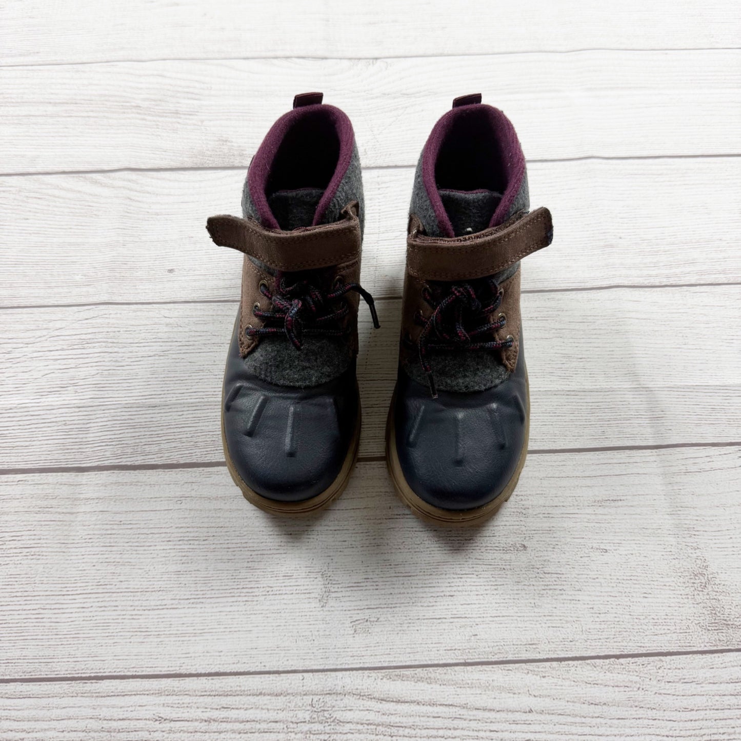 Carter's Kids Blue & Brown Duck Boots All-Weather Lace-Up 13