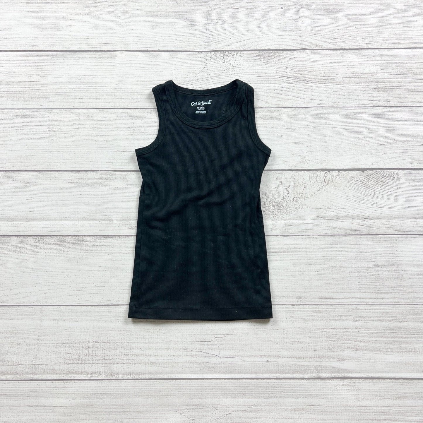 Cat & Jack Girls Black Cotton Ribbed Tank Top Lightweight Sleeveless XS 4-5