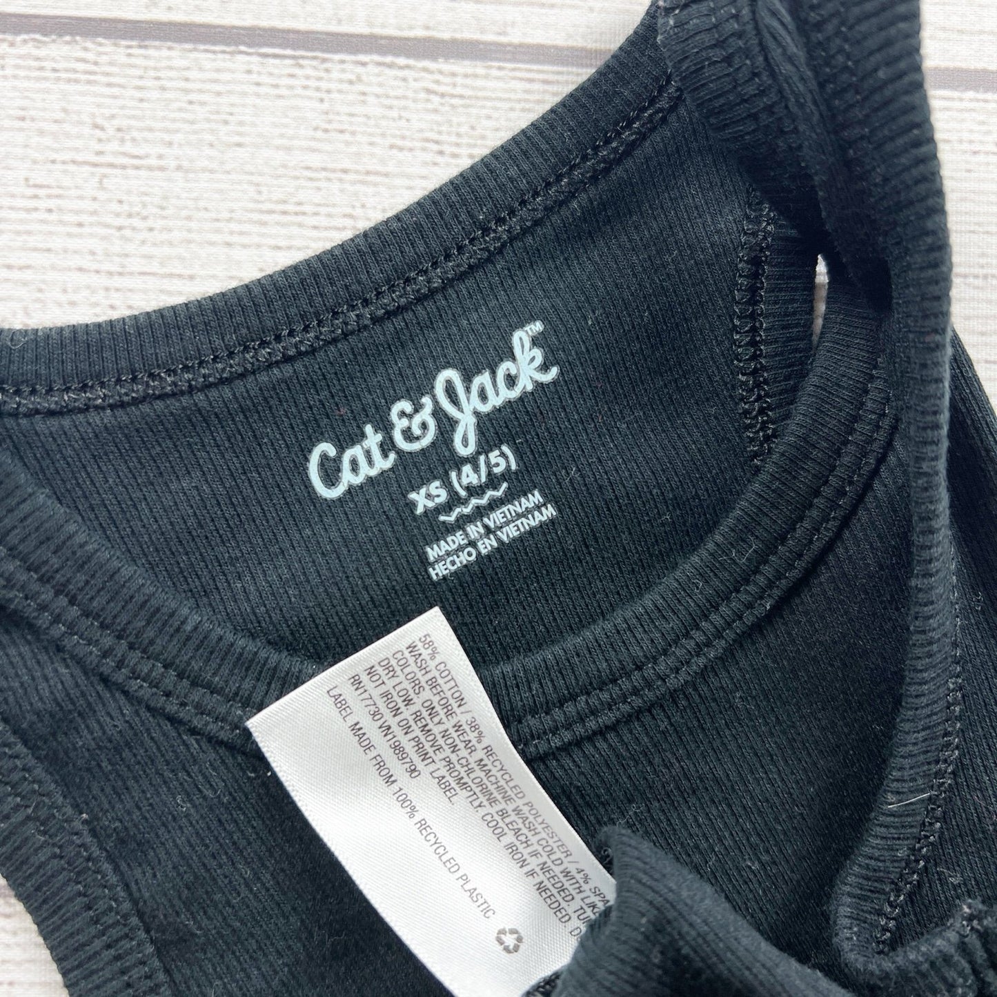 Cat & Jack Girls Black Cotton Ribbed Tank Top Lightweight Sleeveless XS 4-5
