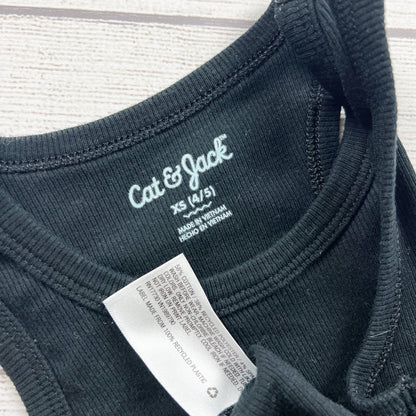 Cat & Jack Girls Black Cotton Ribbed Tank Top Lightweight Sleeveless XS 4-5