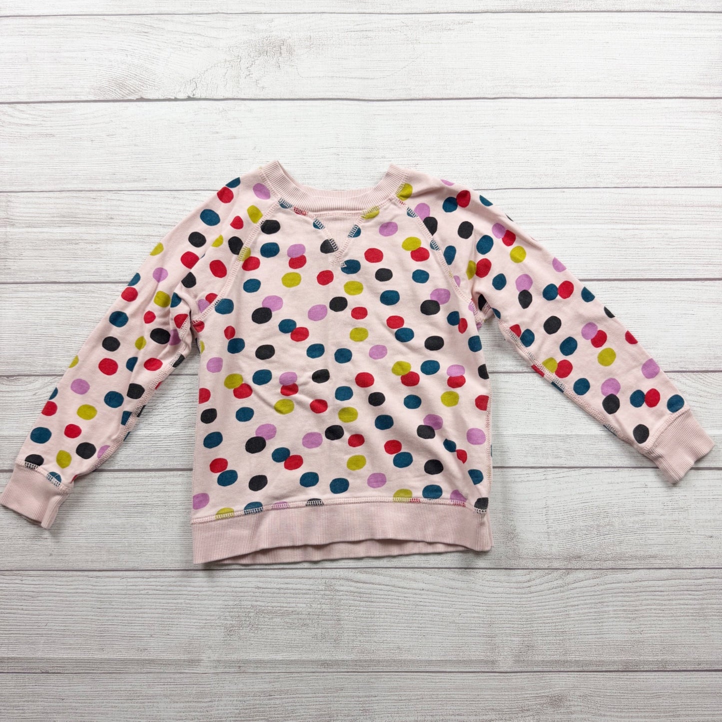 Hanna Andersson Polka Dot Girls Crewneck Sweatshirt Pink Colorful 6-7