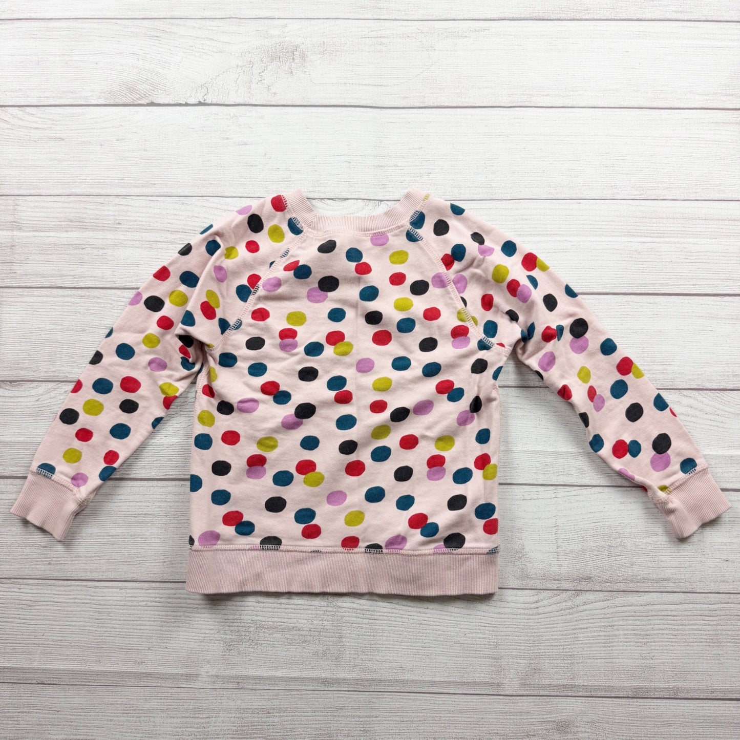 Hanna Andersson Polka Dot Girls Crewneck Sweatshirt Pink Colorful 6-7