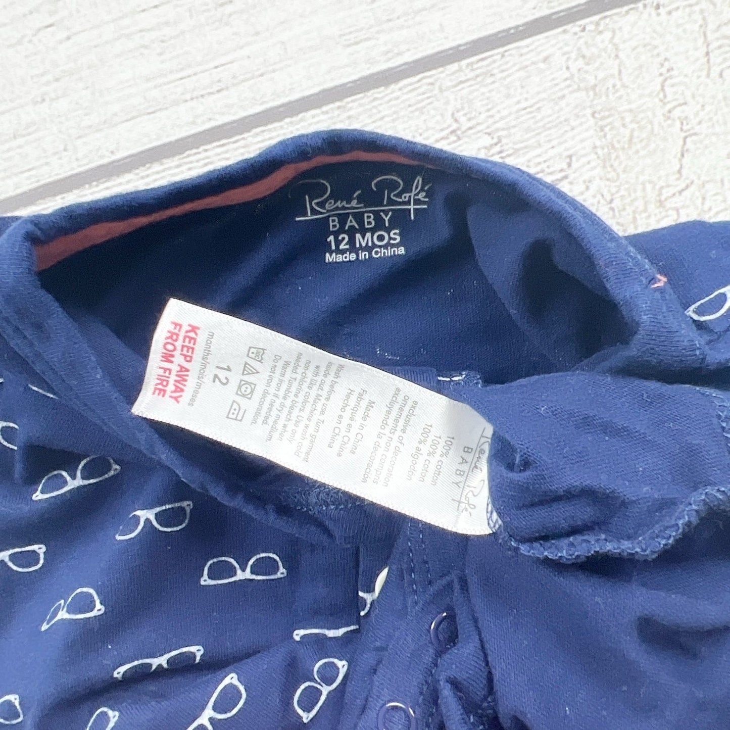 Rene Rofe Baby Boys Outfit Set Glasses Print Bodysuit Shorts 2-Piece 9-12 Months