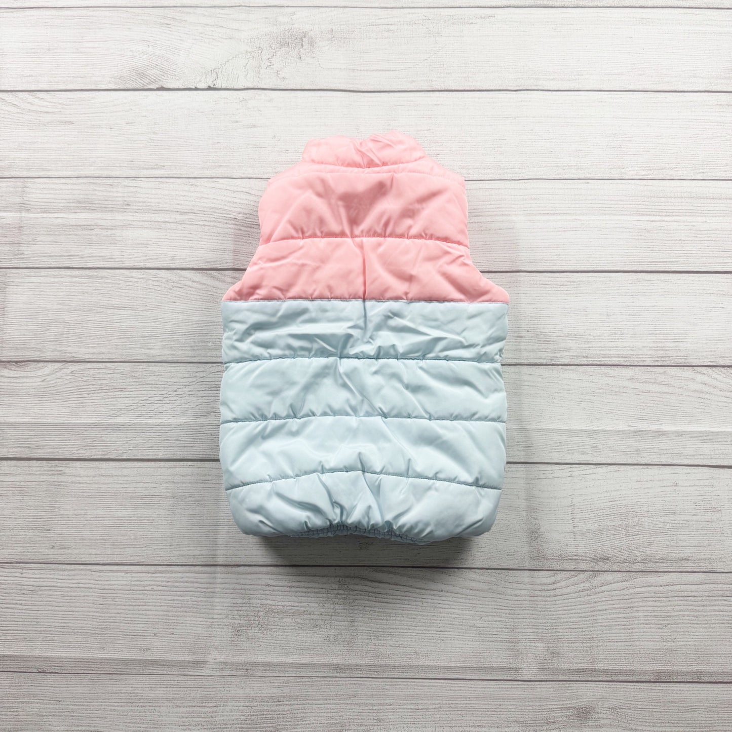 Puma Girls Puffer Vest Pink White Light Blue Mint Colorblock Zip Up XXS 3-4