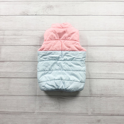 Puma Girls Puffer Vest Pink White Light Blue Mint Colorblock Zip Up XXS 3-4