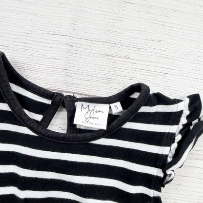 Madison Grace Girls Striped Flutter Sleeve Ruffle Dress 5