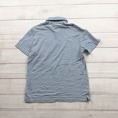 Vineyard Vines Striped Polo Shirt Pima Cotton Blue White Short Sleeve L 16