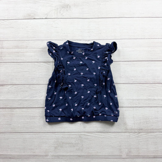 Vineyard Vines Girls Ruffle Sleeve Sweatshirt Tank Floral Sleeveless Top S 7-8
