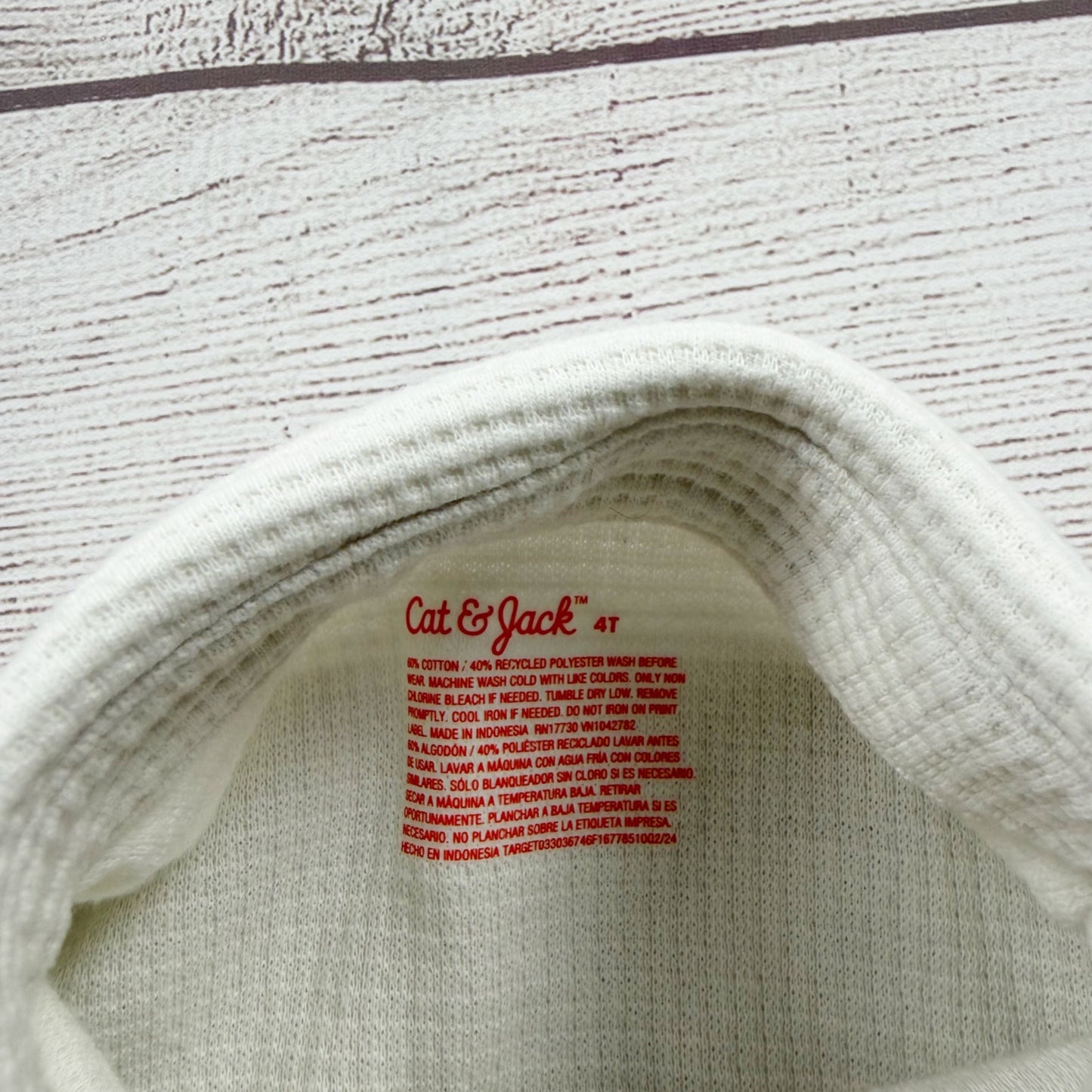Cat & Jack Toddler Boys Waffle Knit Long Sleeve Shirt White Button Front 4T