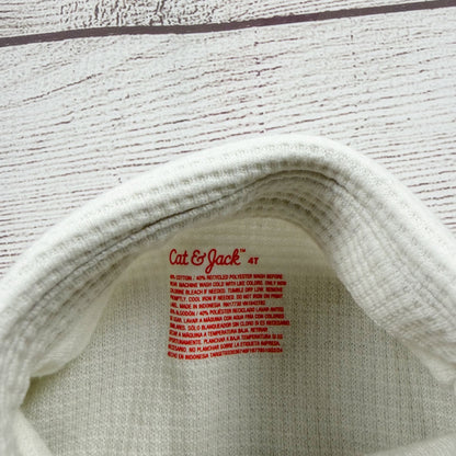 Cat & Jack Toddler Boys Waffle Knit Long Sleeve Shirt White Button Front 4T