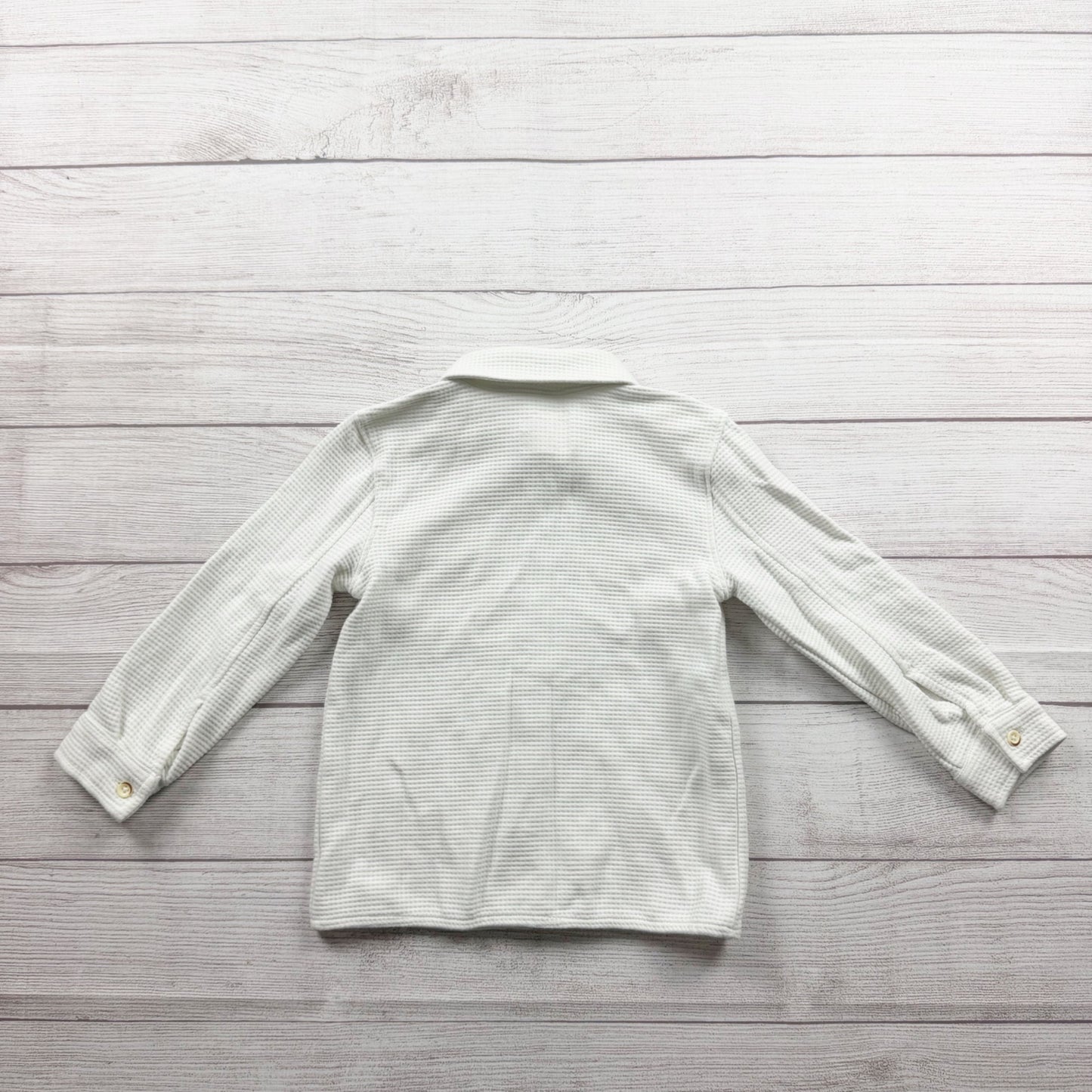 Cat & Jack Toddler Boys Waffle Knit Long Sleeve Shirt White Button Front 4T