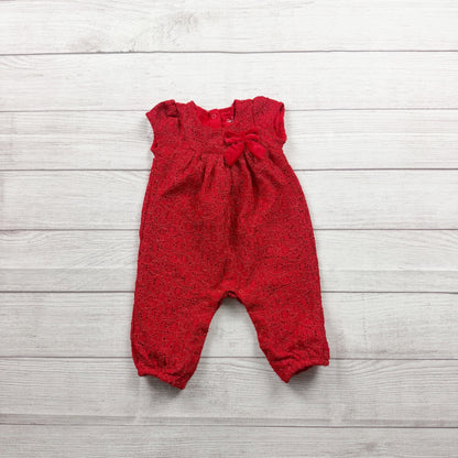 Cat & Jack Baby Girls Red Lace Bow Romper 6-9 Months