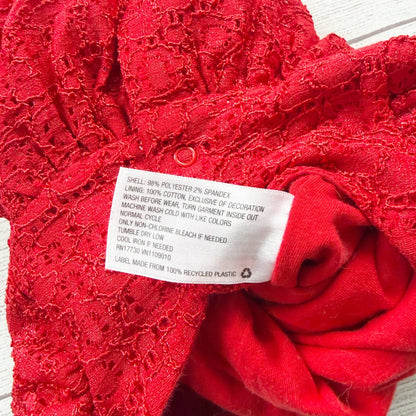 Cat & Jack Baby Girls Red Lace Bow Romper 6-9 Months