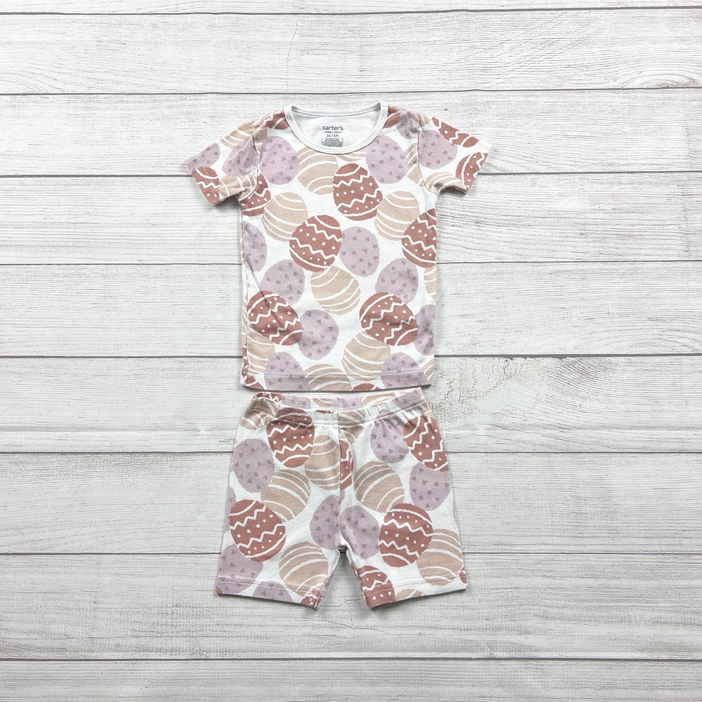 Carter’s Toddler Easter Pajamas 2pc Set Pastel Egg Print Short Sleeve 3T