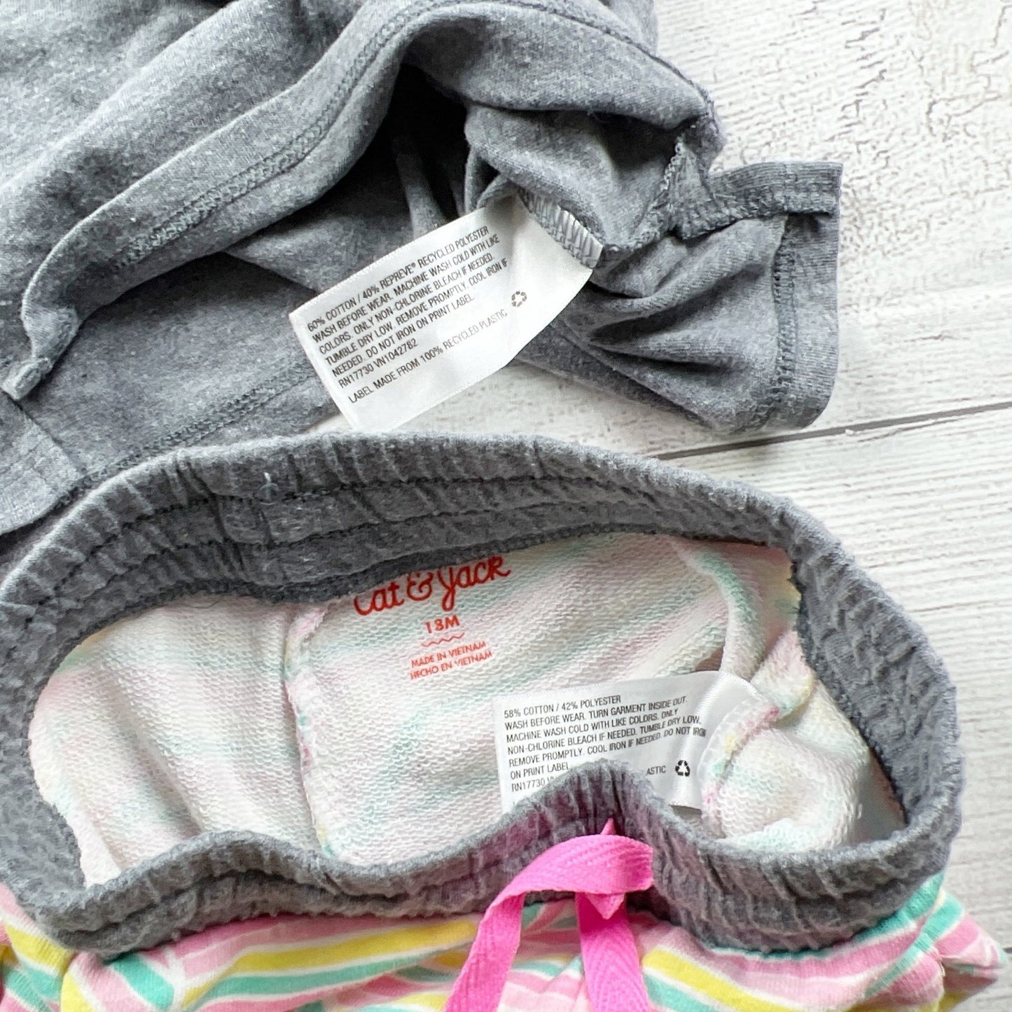 Cat & Jack Infant Girls Outfit Gray Pink Raglan Tee Striped Shorts 12-18 Months