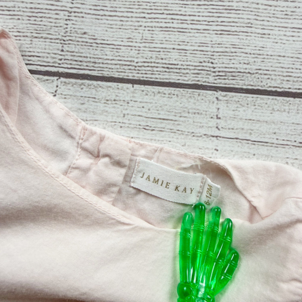 Jamie Kay Baby Pink Romper Crochet Lace Buttons Back Vintage Look 6-12 Months