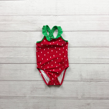 Old Navy Baby Girls Polka Dot Strawberry One Piece Swimsuit Red 18-24 Months