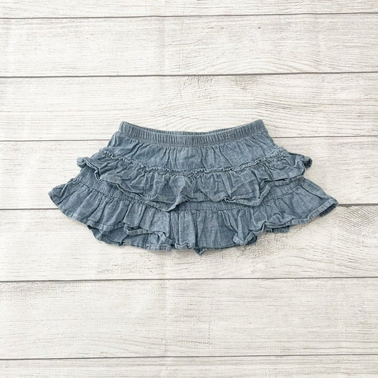 Circo Toddler Girls Chambray Ruffle Skort Tiered Skirt Built In Shorts XS 4-5
