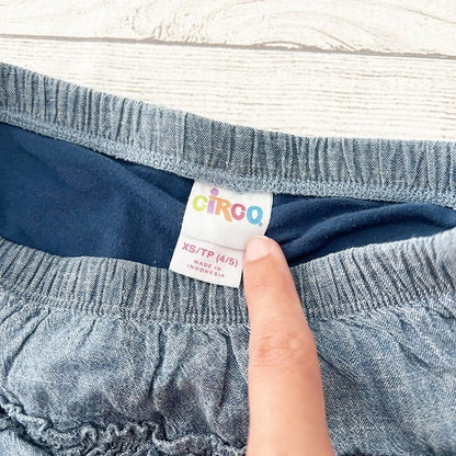 Circo Toddler Girls Chambray Ruffle Skort Tiered Skirt Built In Shorts XS 4-5