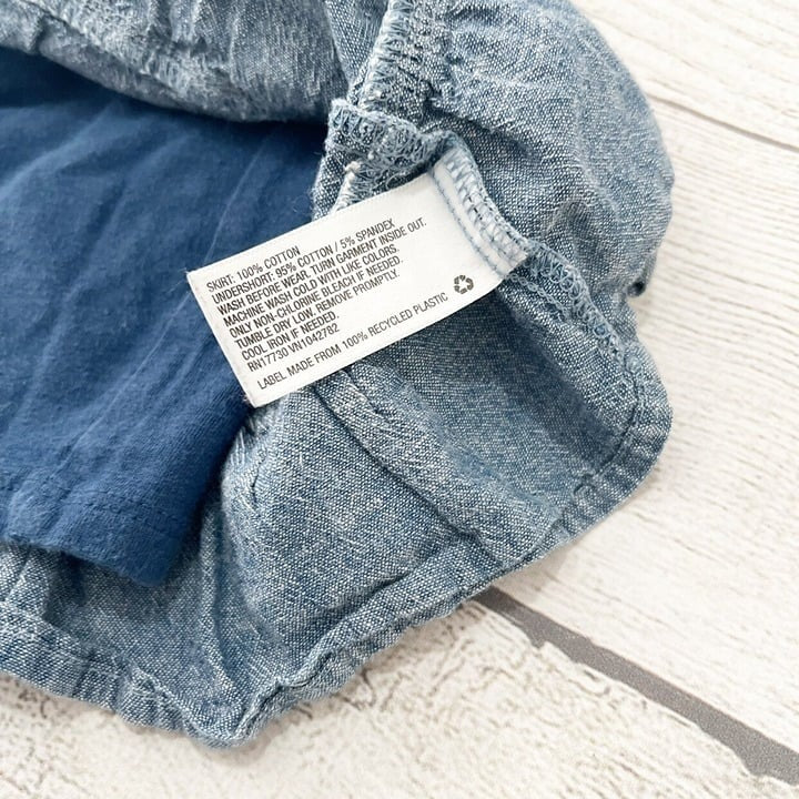 Circo Toddler Girls Chambray Ruffle Skort Tiered Skirt Built In Shorts XS 4-5