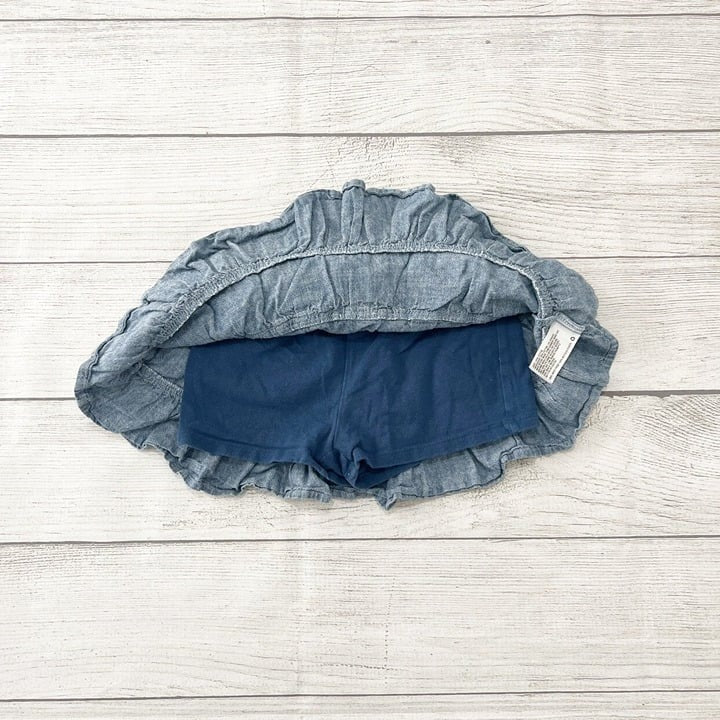 Circo Toddler Girls Chambray Ruffle Skort Tiered Skirt Built In Shorts XS 4-5