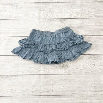 Circo Toddler Girls Chambray Ruffle Skort Tiered Skirt Built In Shorts XS 4-5