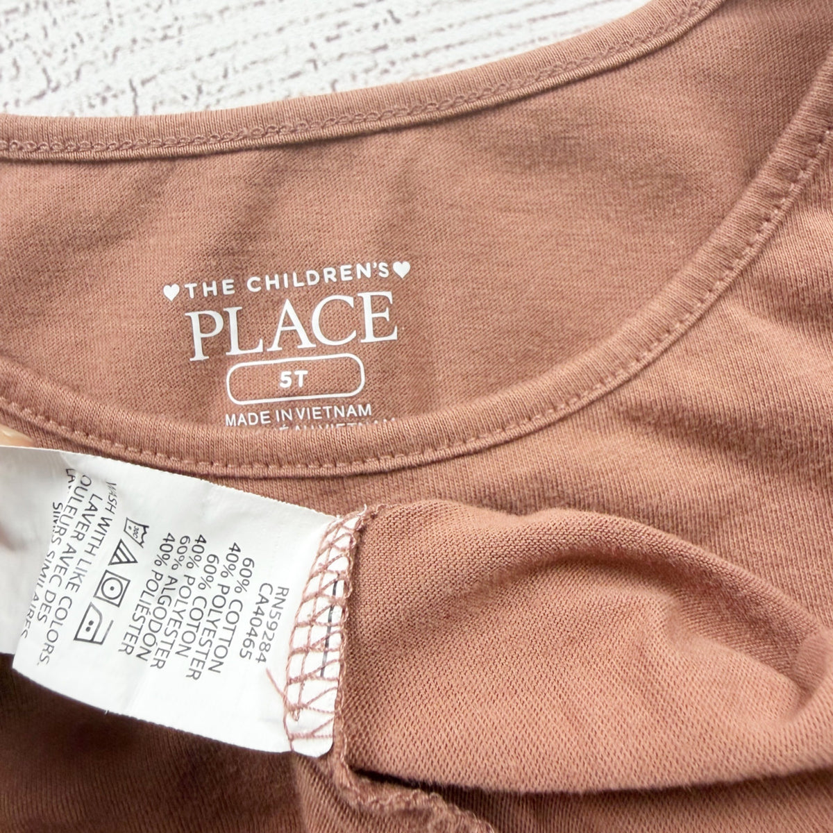 The Children's Place Ruffled Long Sleeve Top Girls Brown Cotton Blend 5T