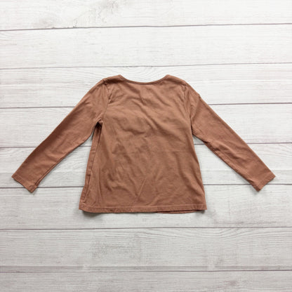The Children's Place Ruffled Long Sleeve Top Girls Brown Cotton Blend 5T