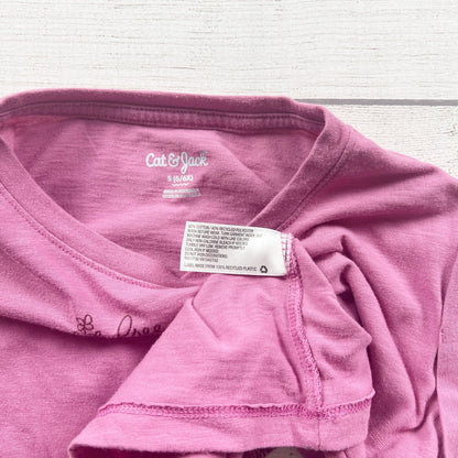 Cat & Jack Girls Shirt “Free as the Wind” Graphic Cap Sleeve Top S 6-6X